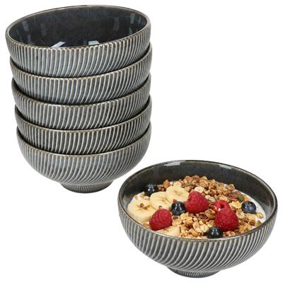 6x Sid dark Müslischale Ø14cm 350ml Steingut Relief dunkel Salat Bowl Dessert