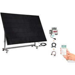 BLACKGLAS Sichtschutz SolarScreen ECOsurfacePRO Querformat 445Wp Solarmodul 7-stufig verstellbar, Rollen