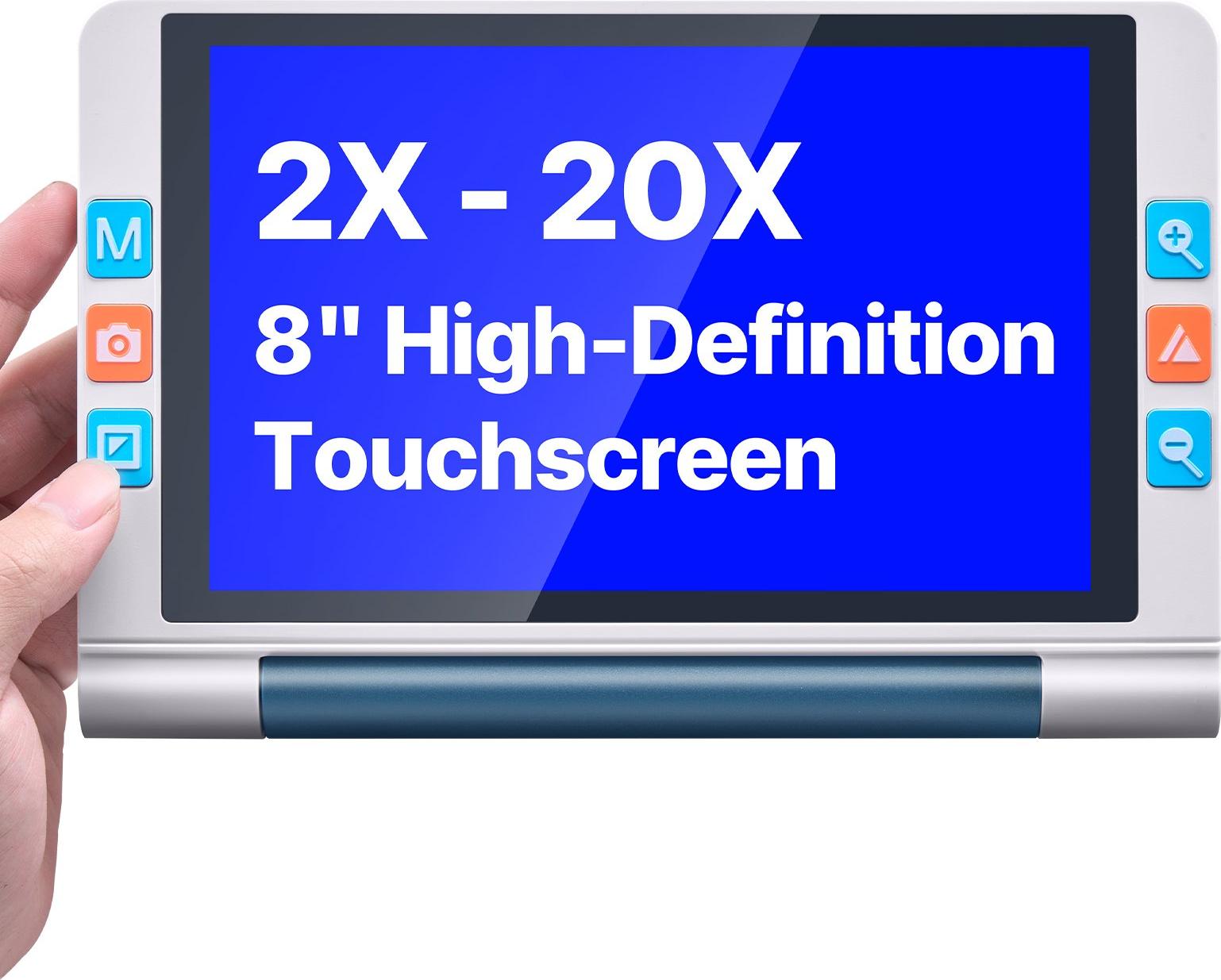 Digitale Leselupe - Tragbare Lesehilfe - Touchscreen 20,3 cm - Zoom 2-20-fach - Autofokus 13 MP - Farbmodi 26 - HDMI-Ausgang - Speicher 16 GB