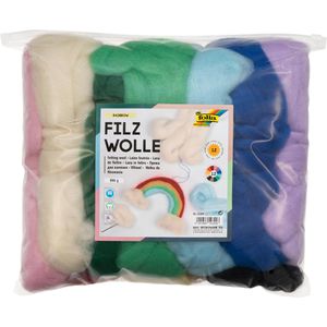 Folia Bastelset 52309 Filzwolle Rainbow, 12 Farben sortiert, 350g