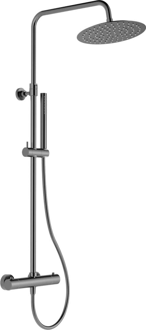 SAT Duschsystem Aurum mit Thermostatbatterie Kopfbrause ø 25 cm, schwarz metallisch