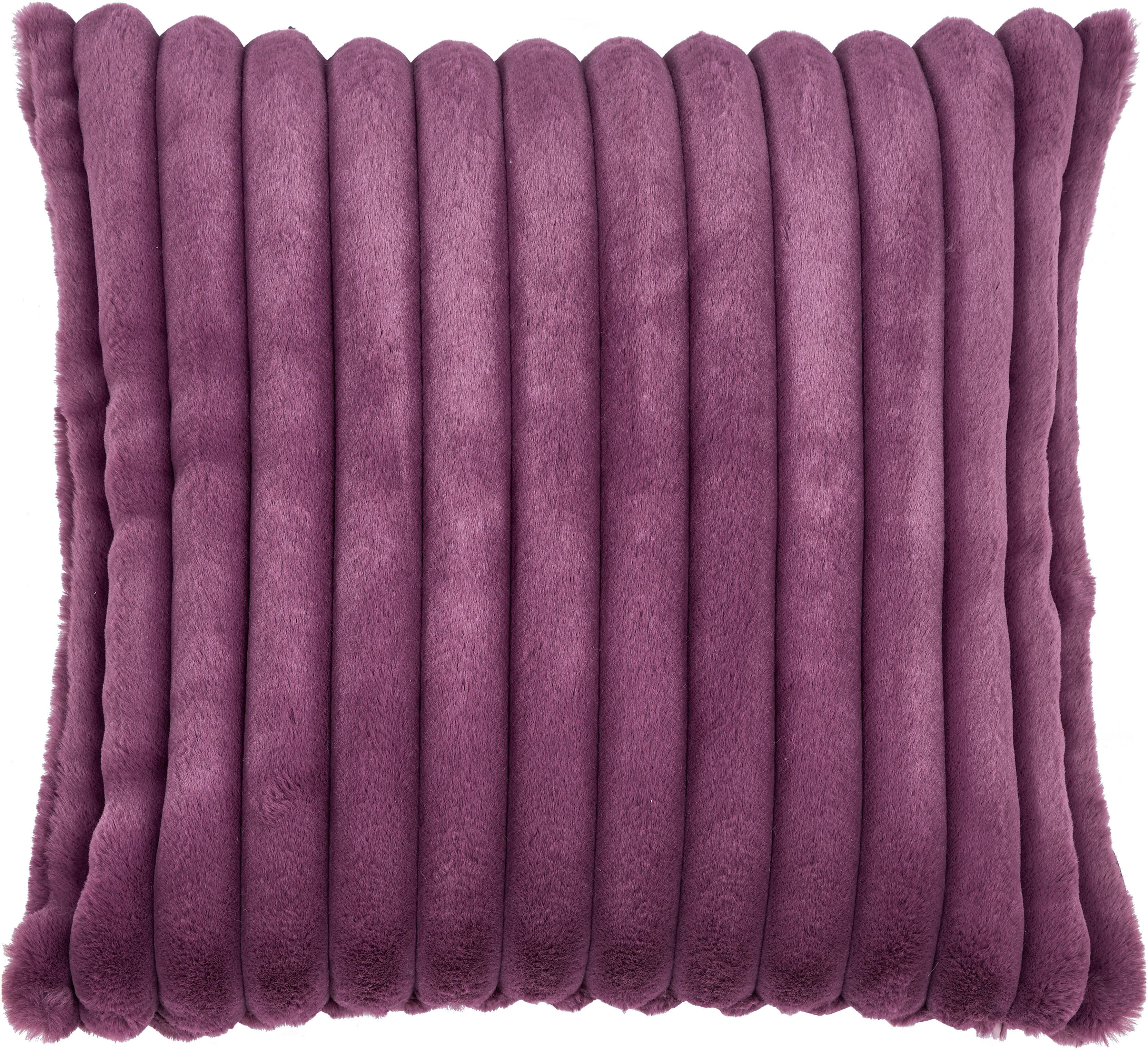Sitzkissen DONE. "Polar", lila (lila, felloptik gesteppt unifarben), B:50cm H:50cm L:50cm, Polyester, Dekokissen_Sitzkissen_Kissenhüllen, Sitzkissen, Kissenhülle aus leichtem Flanell lila, felloptik  gesteppt  unifarben B/L: 50cm x 50cm, 1 Stk.