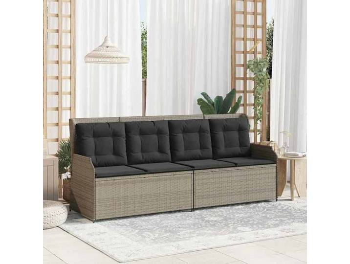 Banc inclinable de jardin - moderne - MEUBLE JARDIN - et coussins gris clair résine tressée CC140