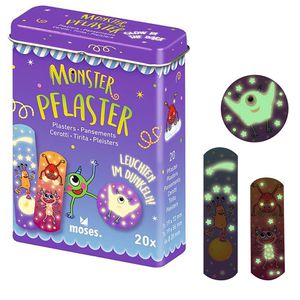 Moses Pflaster Monster, 20 Strips, nachtleuchtend, 3 Größen