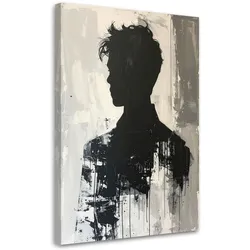 LEINWANDBILD, Männliche Figur abstrakt beige im Boho Stil