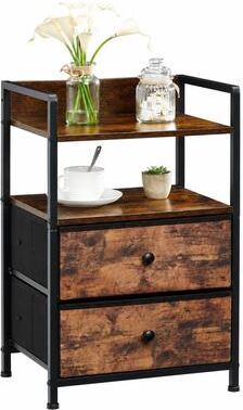 Garvee 2 Drawer Nightstand Metal MDF Black and Mottled Brown