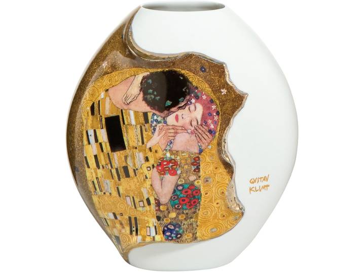 Dekovase GOEBEL Der Kuss , bunt, B:7,5cm H:14cm T:12cm, Porzellan, Vasen, Dekovase, Artis Orbis Gustav Klimt
