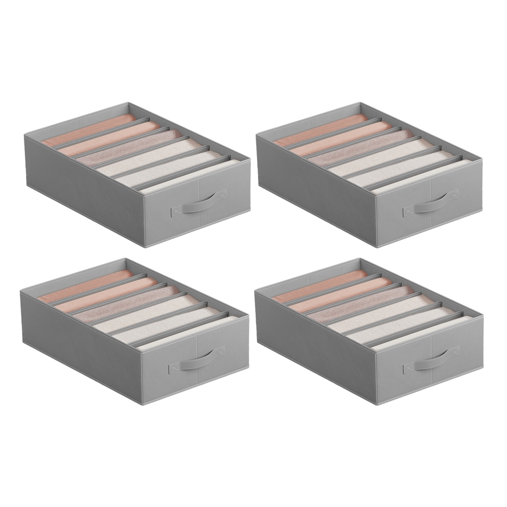 SONGMICS Kleiderschrank-Organizer 6 Fächer 4er Set taubengrau RUS009G04