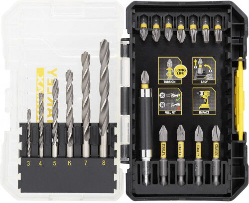 Stanley STA88554 FatMax Set de forets pour le métal et d&amp;#039;embouts, 19 pieces