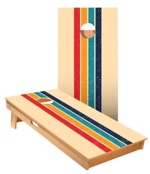 Skip's Garage Retro Stripes Cornhole Boards