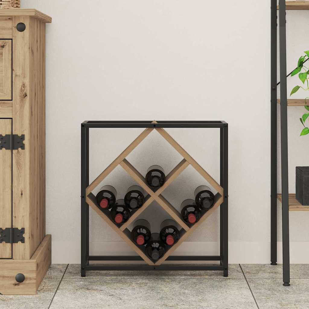 Borough Wharf Wine Rack Engineered Wood Storage Organizer Modern Indoor Stylish Home Artisan Oak 52.5cm H X 51cm W X 18cm D