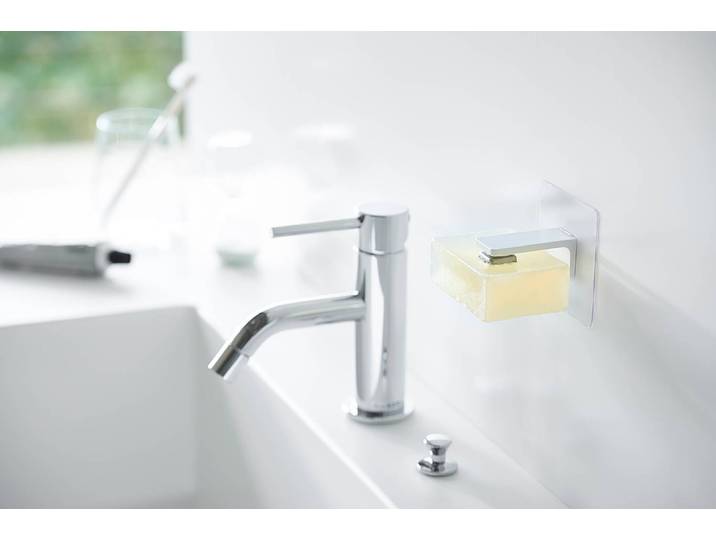 Distributeur de savon Hook Acier thermopoudré Polycarbonate Blanc/Blanc 7 x 7 x 6cm
