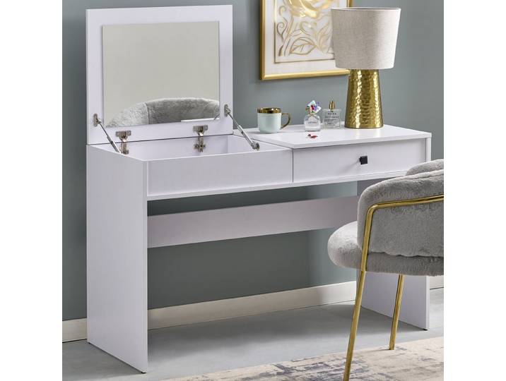 Coiffeuse Moderne Blanche Avec Miroir Mark