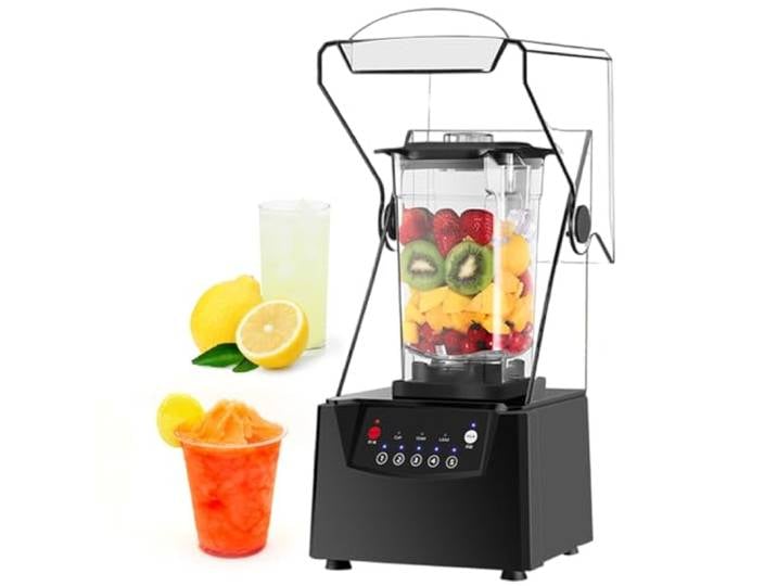 lilishangmao Professioneller Smoothie-Mixer – Schalldichter Und Leiser Gewerblicher Mixer, 2200 W, 1,8 L Transparenter Mixbecher Und 5 Voreingestellte Modi – Perfekt Für Die Küche, Shakes, Smoothies