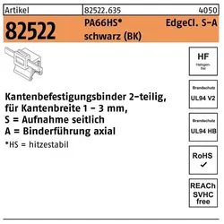 HellermannTyton, Befestigungsbinder R 82522 m.Edgeclip 4,6 x 200/45 PA66HS schwarz seitlich-axial (200 mm, 500 Stk.)