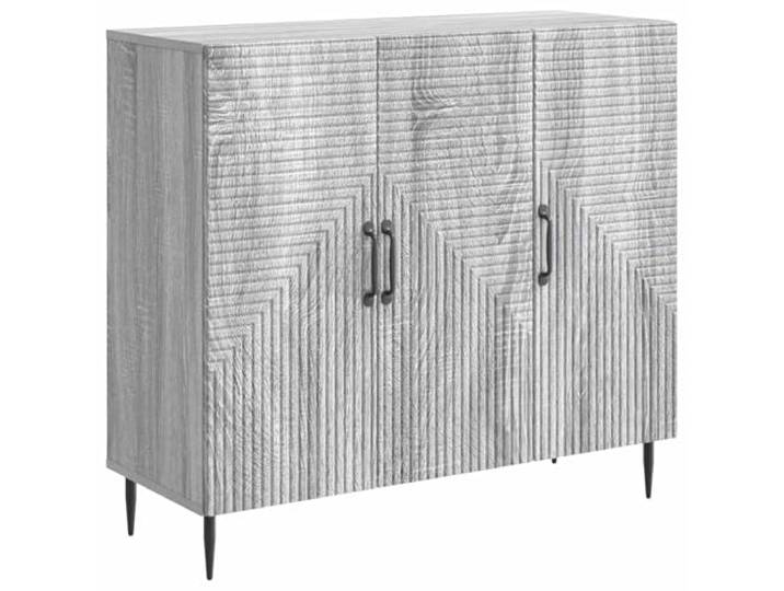 KGHFDVB Sideboard Grau Sonoma 89 x 34,5 x 80 cm Holzwerkstoff Vintage Design, 2 Türen, Stauraumregal, 90 Grad Mechanismus, Pflegeleicht