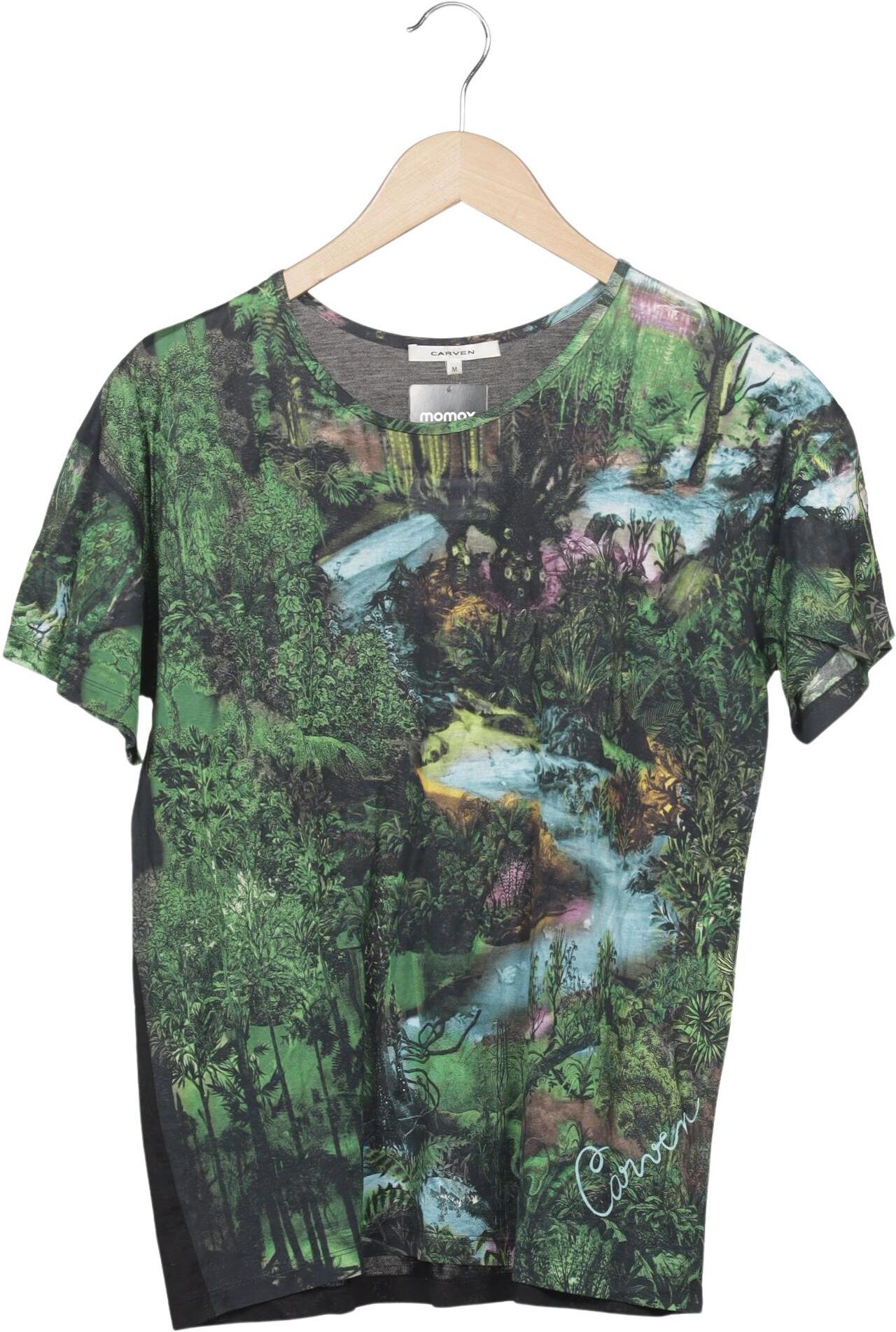 Carven Damen T-Shirt, Grün, Gr. M, Baumwolle - Second Hand