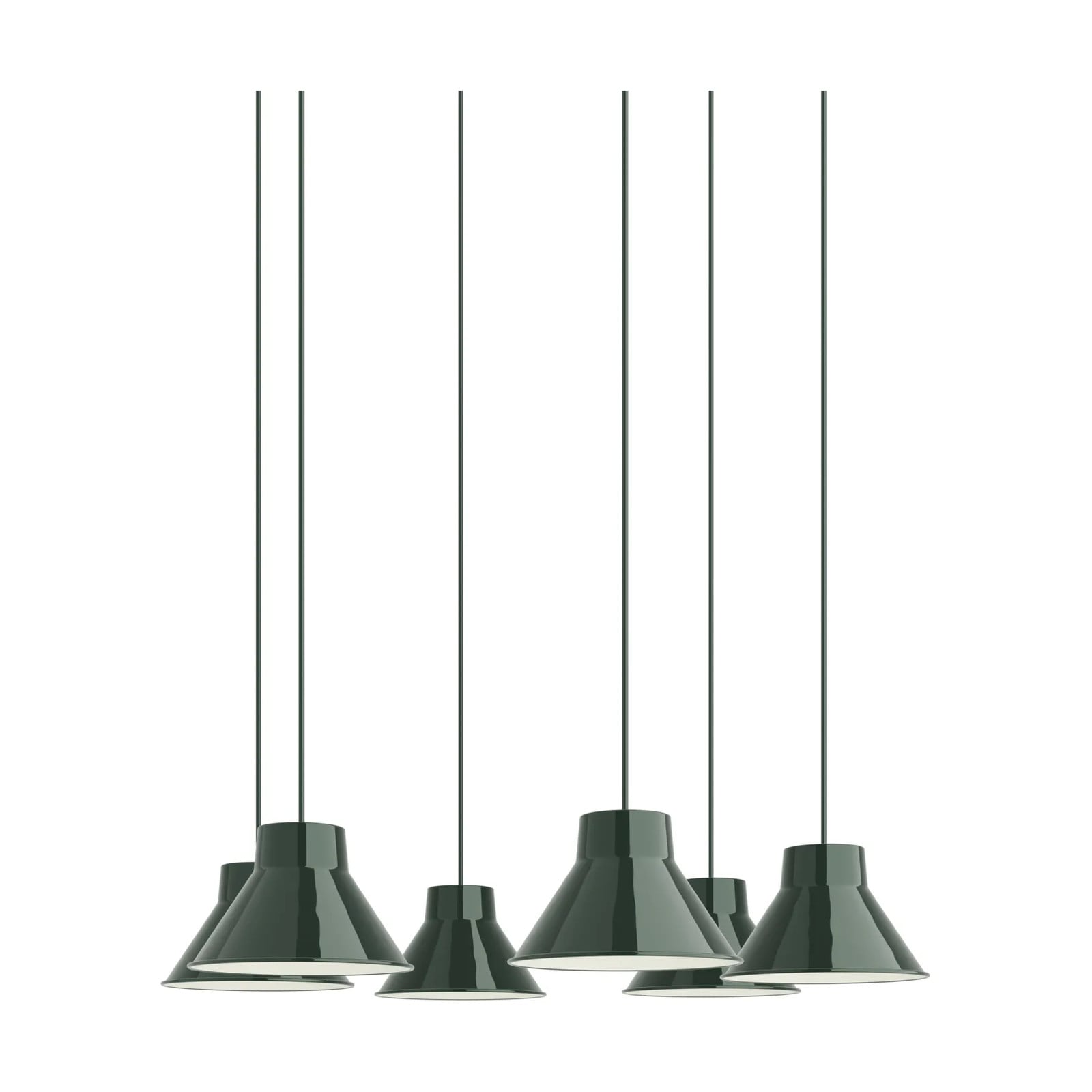 Muuto Top Pendant Cluster 6 hanglamp Donkergroen, Ø21 cm