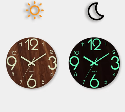 Inspire Curations 12 Inch Luminous Wooden Wall Clock Silent Nordic Glow Night Light Design yg003 14 Inch