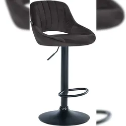 Décoshop26 - Höhenverstellbarer Barhocker x1 in schwarzem Samt mit durchbrochener Rückenlehne und schwarzem Metallfuß 10_0005794