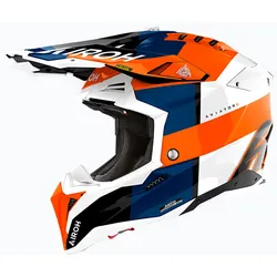 Airoh Aviator 3 Monarch, Motocrosshelm - Orange/Weiß/Dunkelblau/Schwarz - L