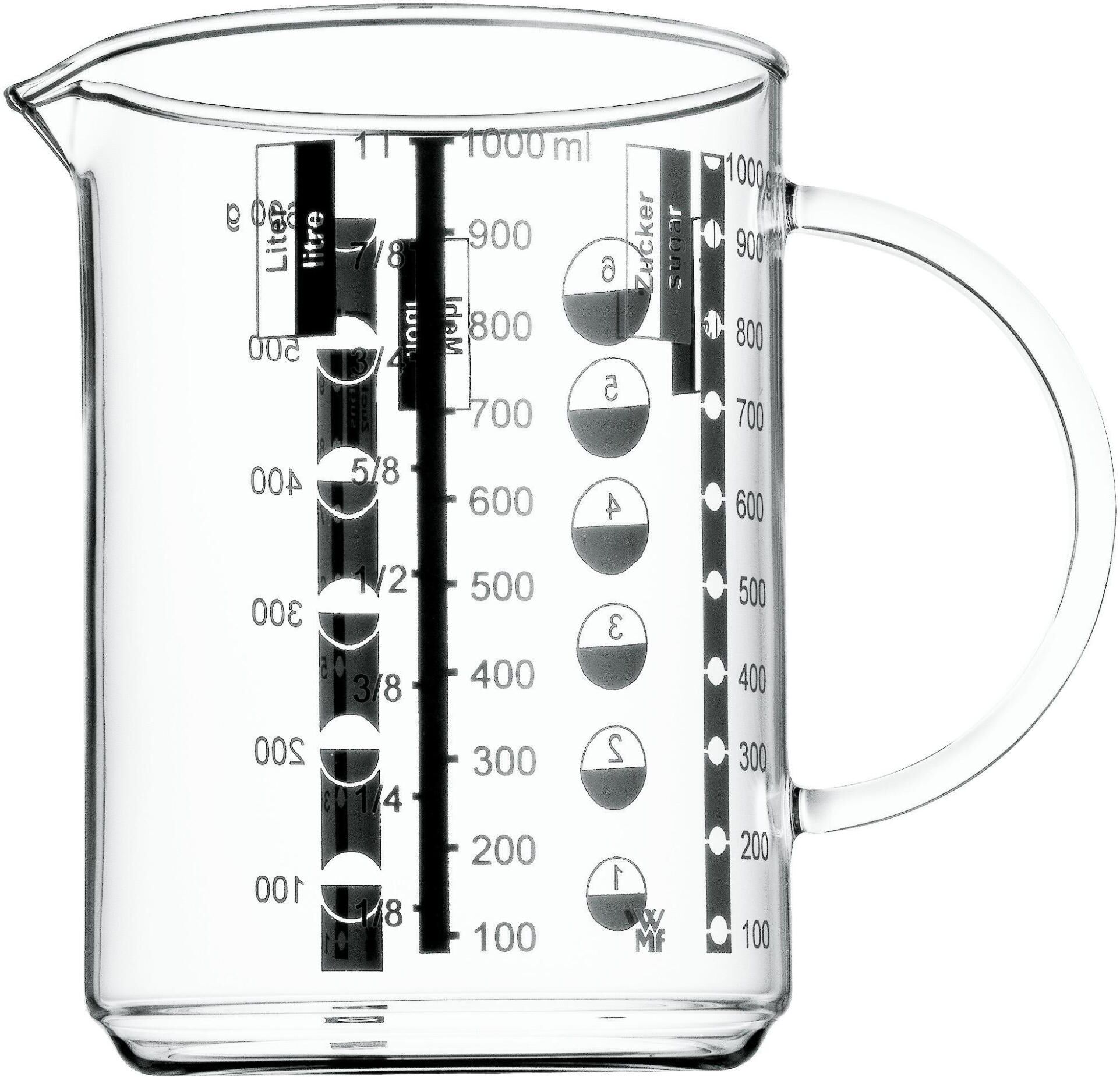 Messbecher WMF "Messbecher 1 Liter Gourmet", transparent, Ø:18cm, Glas, Messbecher, Messbecher transparent Volumen 1 l