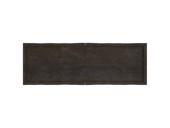 KTHLBRH Tischplatte Eiche massiv 160 x 50 x (2-4) cm Dunkelbraun Natürlicher lebender Rand, handgefertigt, klappbarer Reißverschluss, dunkle lackierte Oberfläche