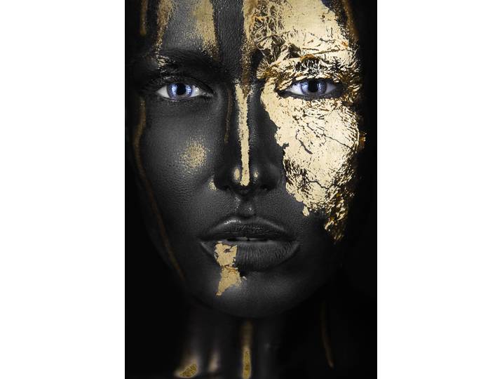 Acrylglasbild QUEENCE Anuket , gold (farbe bild(er): schwarz, goldfarben), B:100cm H:150cm, Bilder, Acrylglasbild, von Hand eingearbeitete Blattgold Applikationen