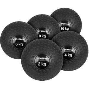 Sport-Tec Medizinball Slamball, 2-10 kg, 5-teiliges Set, Ø 23 cm, schwarz, mit Kunststoffoberfläche