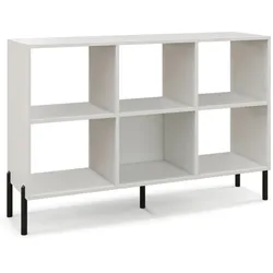 COSTWAY Bücherregal 6 Fächer, Metallbeine, Regale verstellbar, Würfel, 120x35x79,5 cm Weiß