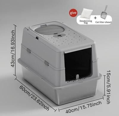 Uplifted Finds Enclosed Stainless Steel Litter System l gray