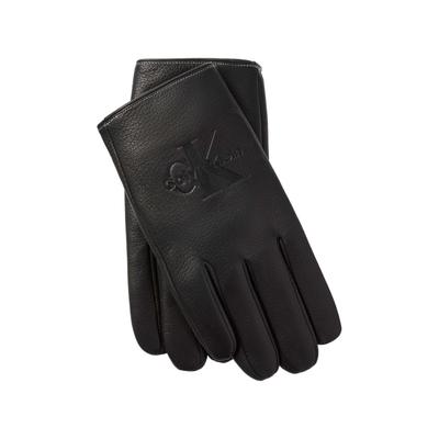 Lederhandschuhe CALVIN KLEIN JEANS, Herren, Gr. L, schwarz, Schafsleder, unifarben, Handschuhe, Regular fit mit Druckknopf