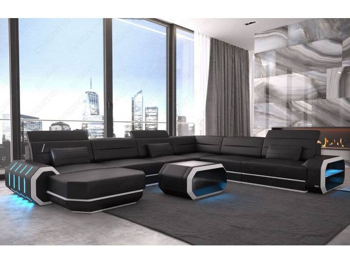XL Wohnlandschaft Roma U-Form in Leder