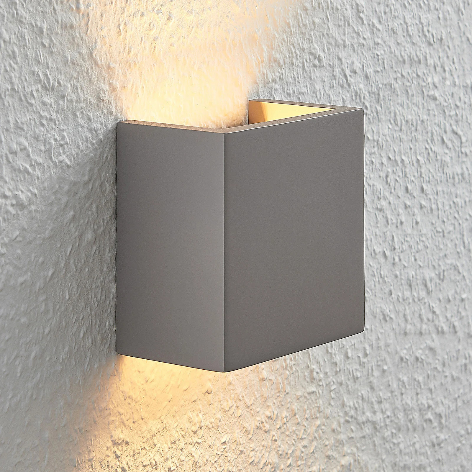 Lindby Smira Wandlamp Concrete - Modern Beton Wandlamp met Up & Down Effect voor Woonkamer, Hal of Thuiswerkplek