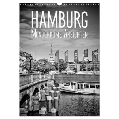 HAMBURG Monochrome Ansichten (Wandkalender 2027 DIN A3 hoch), CALVENDO Monatskalender