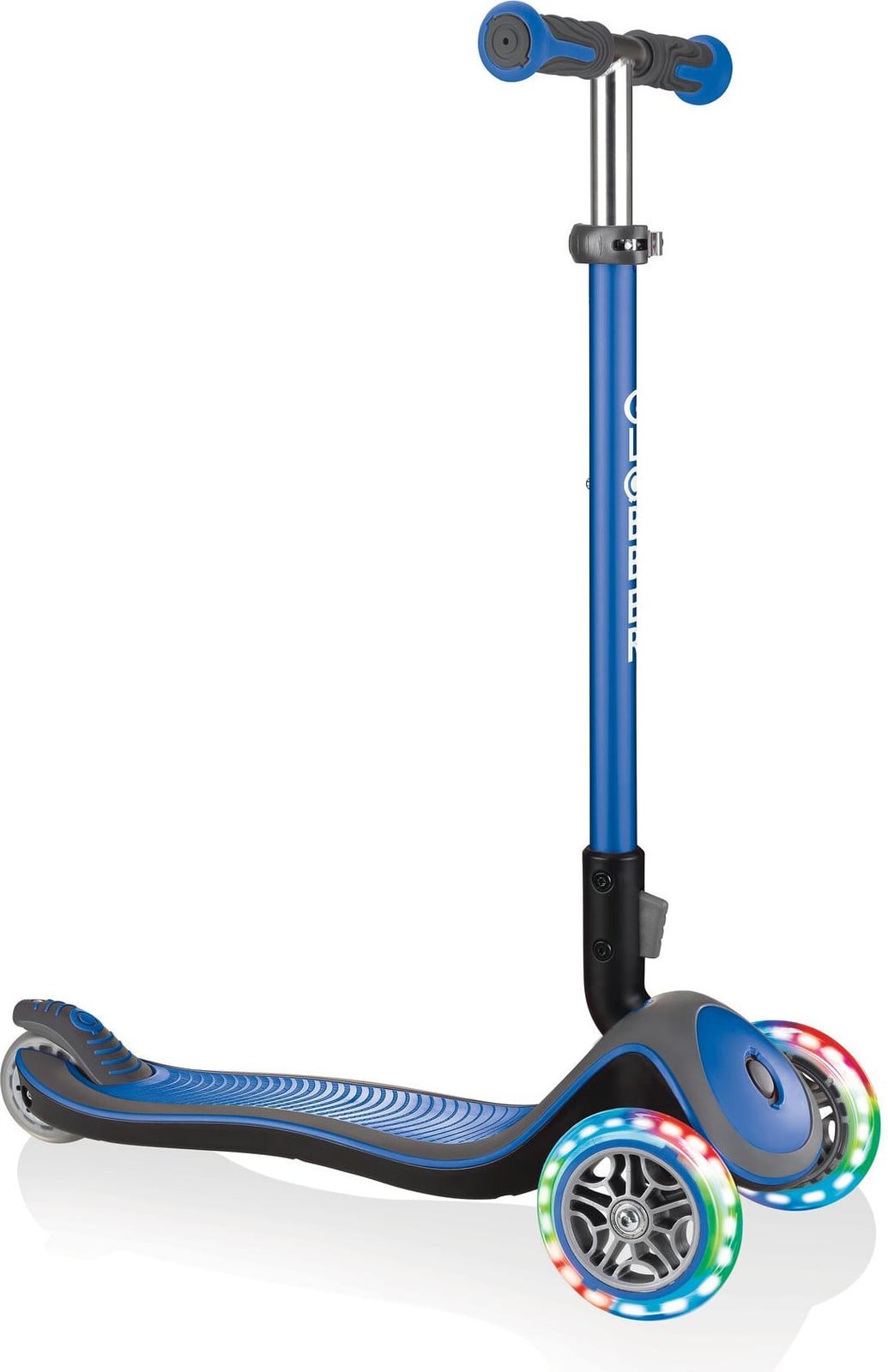 Globber Elite Deluxe Lights Loopfiets voor kinderen met LED-wielen, donkerblauw