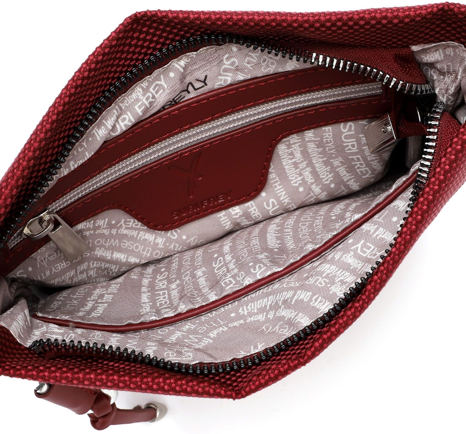 Umhängetasche SURI FREY "Umhängetasche SFY SURI Sports Marry", Damen, Gr. B/H/T: 23cm x 25cm x 4cm, rot (schwarzwine 643), Polyester, Taschen Umhängetasche