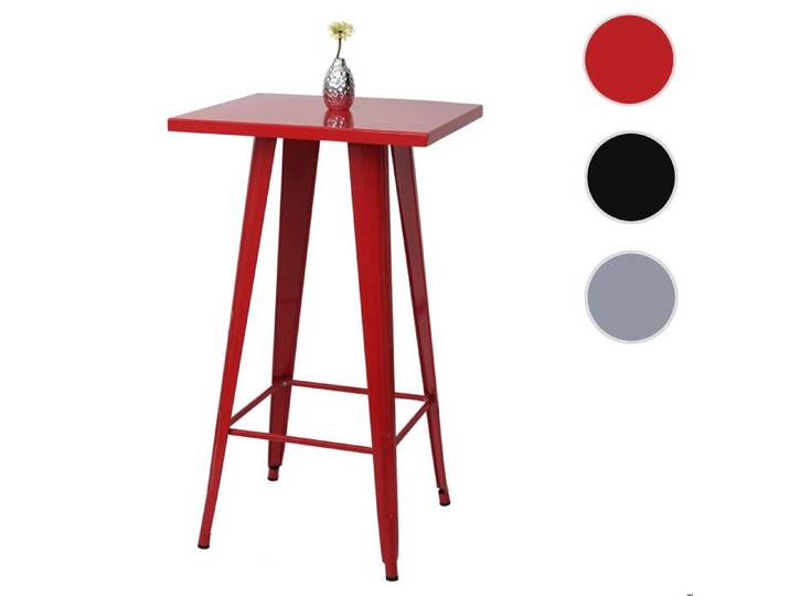 Table haute HWC-A73 métal design industriel 105x60x60cm ~ rouge