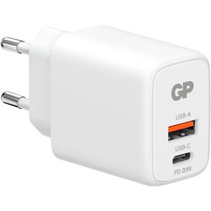 GP USB-Ladegerät Batteries PD, 20 Watt, 1x USB-C und 1x USB-A, 2 Ports, Schnellladegerät
