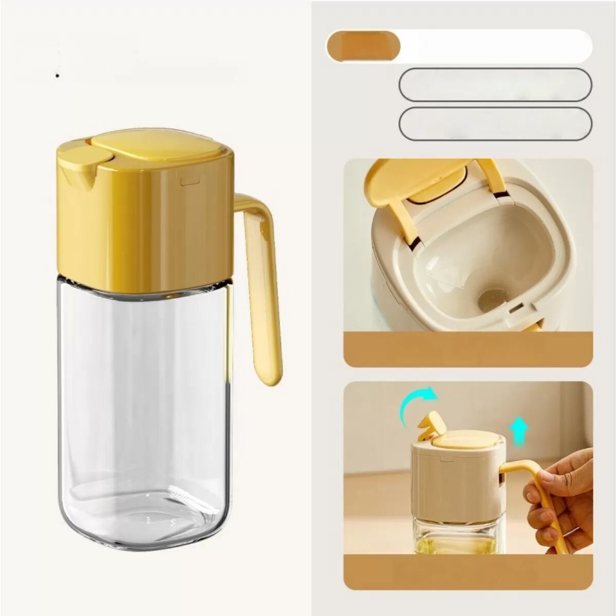 INF 500ML Küchen Glas Öl Sprühflasche - Sprühen & Gießen, Kontrollierte Dosierung Gelb