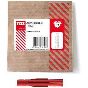 Tox Dübel 010600021, Allzweckdübel Tri 5/31, 5 x 31mm, Universaldübel, 10 Stück