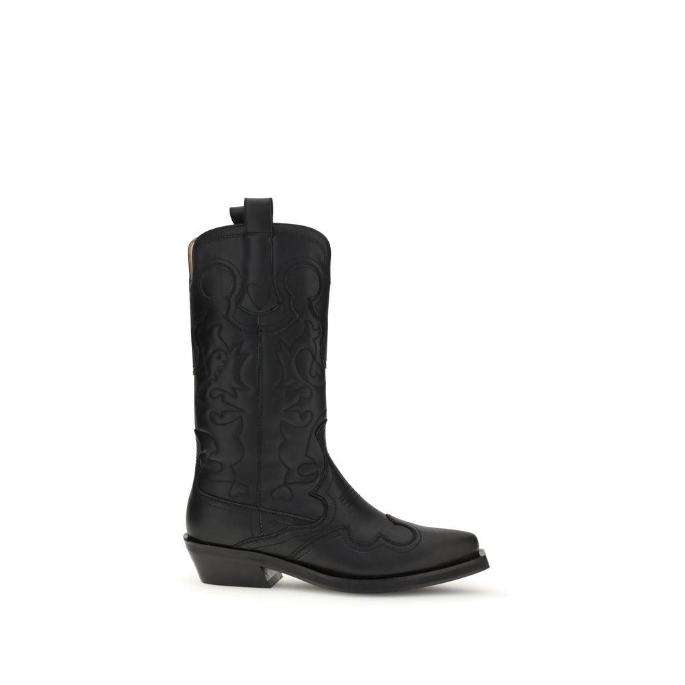 Ganni Schwarze Recycelte Lederstiefel
