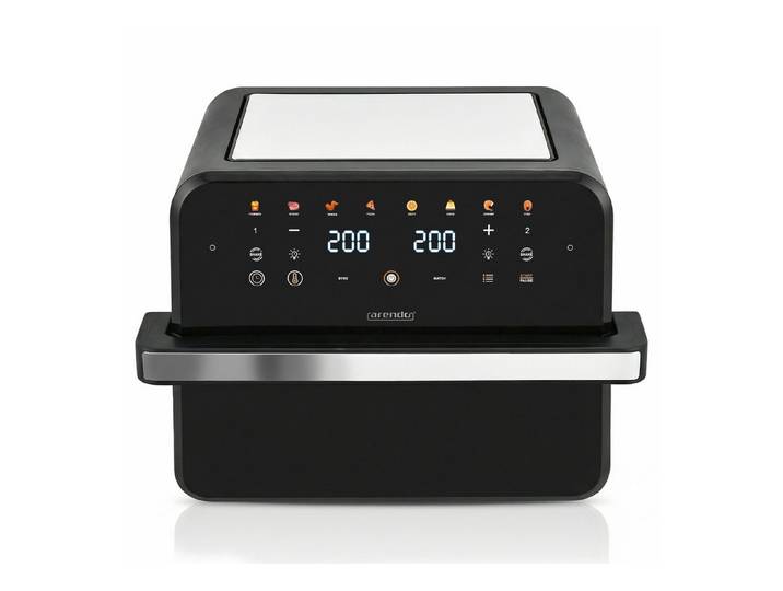 Arendo Heißluftfritteuse mit 2 Kammern Nebeneinander, XXL Doppelkammer Airfryer 12L, Dual Zone, 2600 W, mit Zubehör, Umluft Backofen, 80-200°C, fettarmes gesundes Kochen