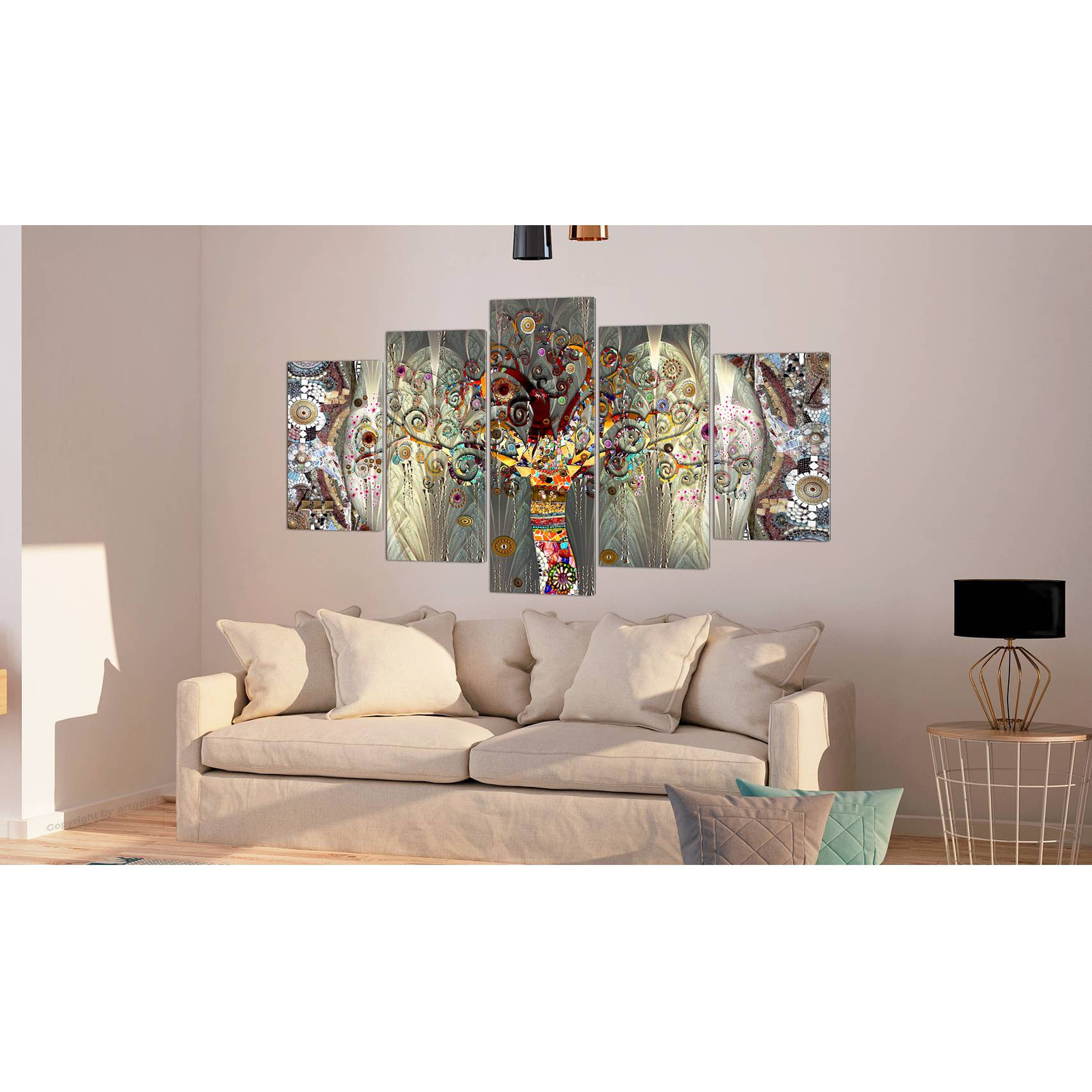 home24 Tree of Life linnen wanddecoratie multicolor 200 x 100 cm