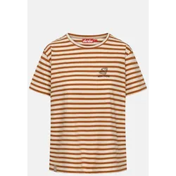 Derbe T-Shirt Franz Cherie Damen Beige Braun Streifenshirt GOTS Organic