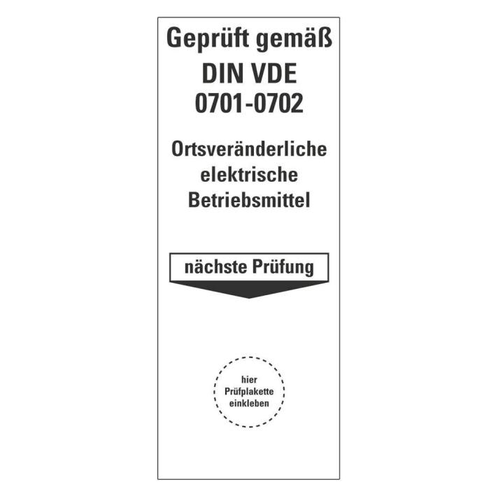 Hein 178140 Grundplakette DIN-VDE 0701-0702,ortsveränd.Betriebsmittei (178140)