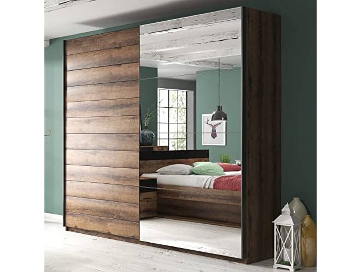 Lomadox Kleiderschrank mit Schwebetüren in Eiche Monastery Nb., B/H/T: ca. 200/210/61 cm