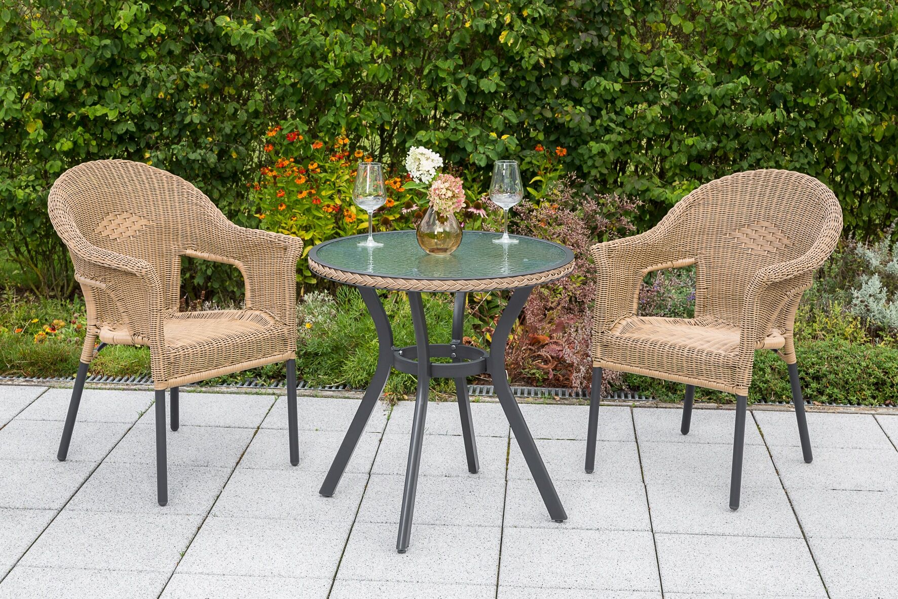 Balkonset MERXX "Ravenna", beige (natur), Sitzmöbel-Sets, Balkonset natur Einheitsgröße