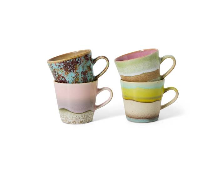 HKliving - 70's Americano Tassen, 270 ml, rococo (4er-Set)