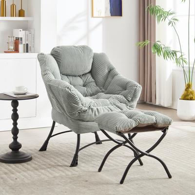 Loedds Soft Flannelette Lounge Chair with Ottoman, Comfy Upholstered Accent Chair